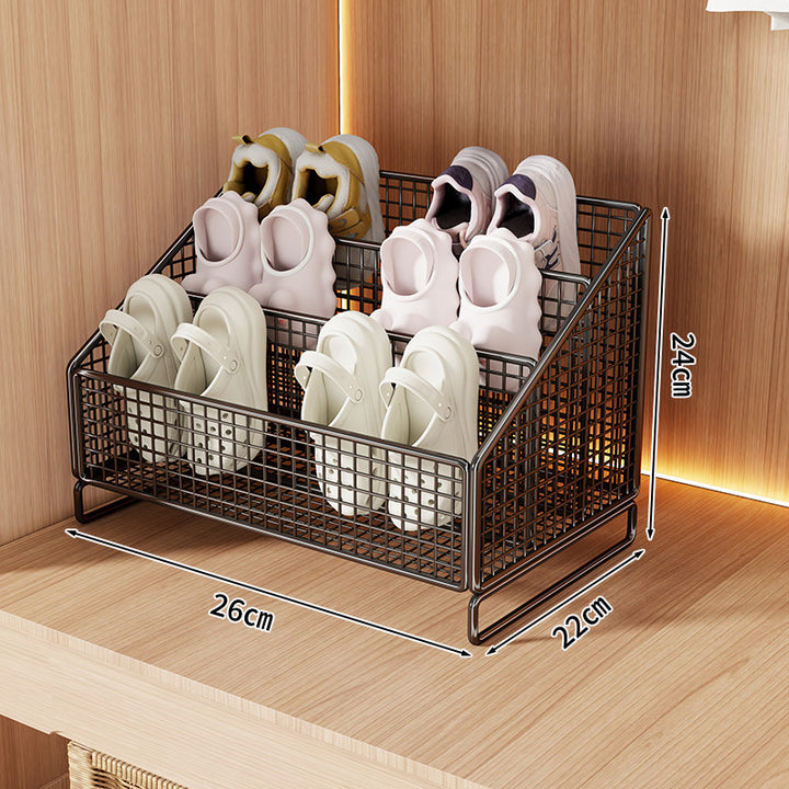 Angled Tiered Mesh Countertop Shoe and Slipper Organizer