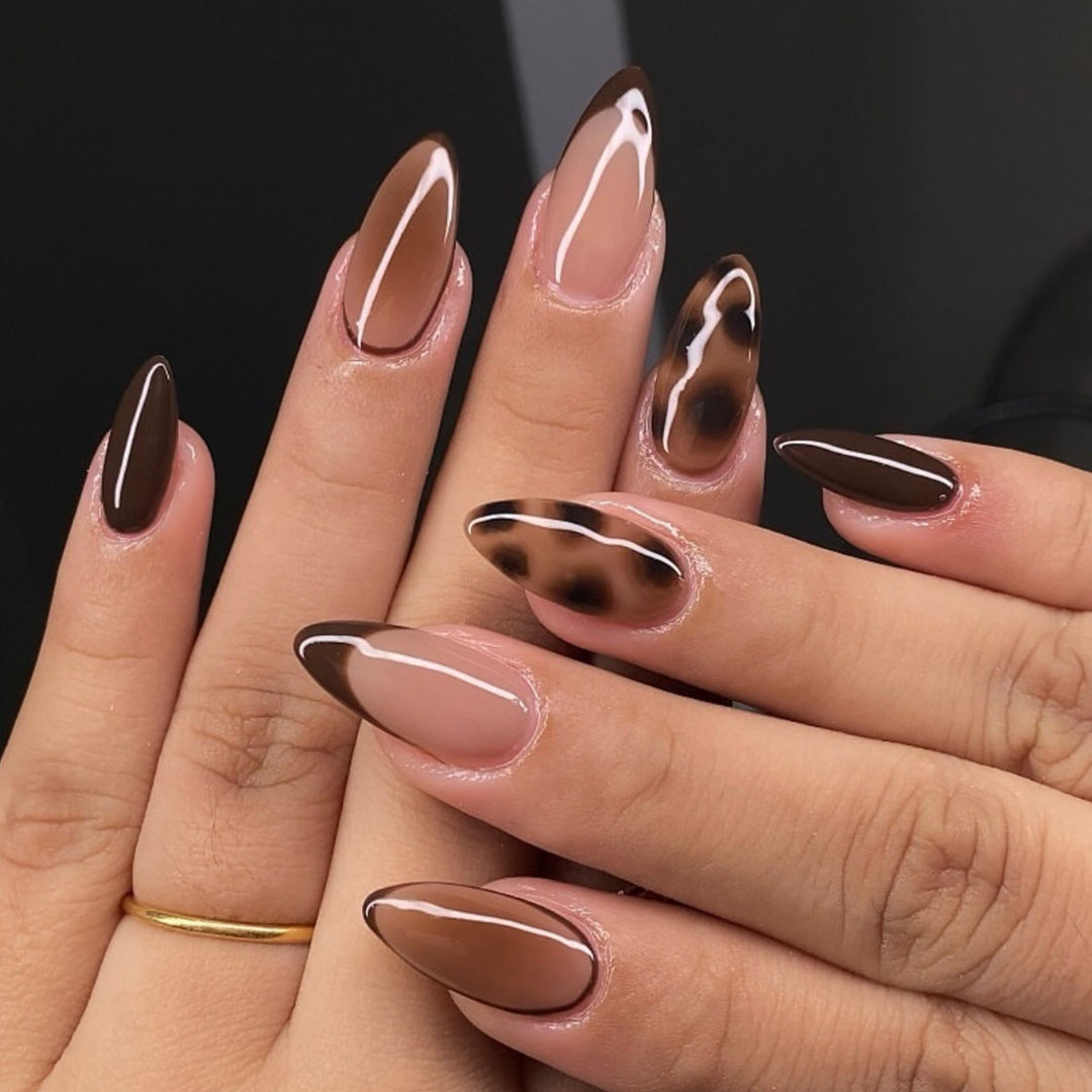 Elegant Artificial Nails in Fashionable Mink Brown Color Kalsten