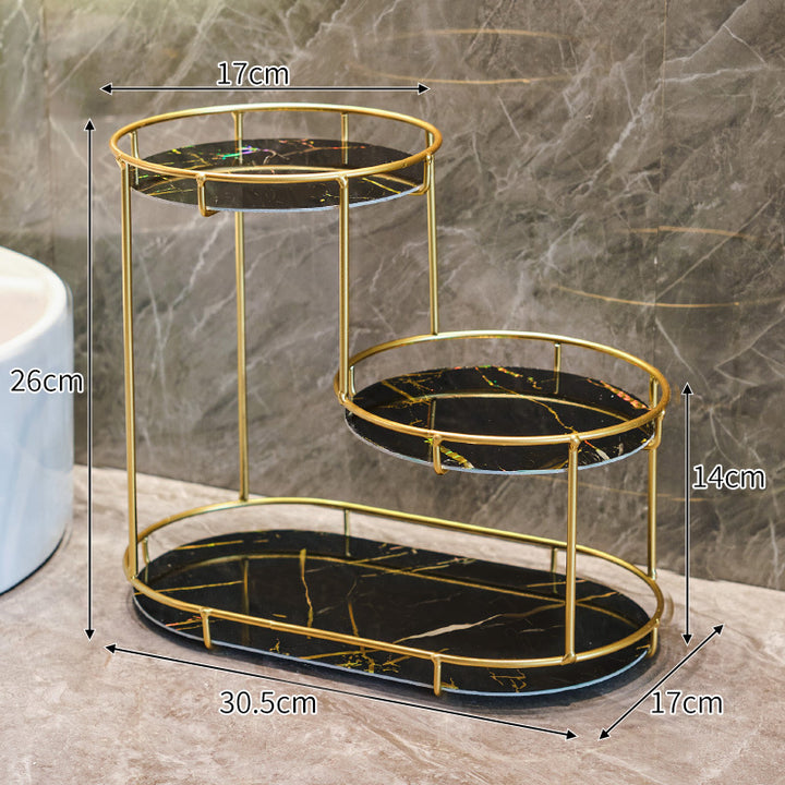 Elegant 2-tier storage basket made of marble Kalsten