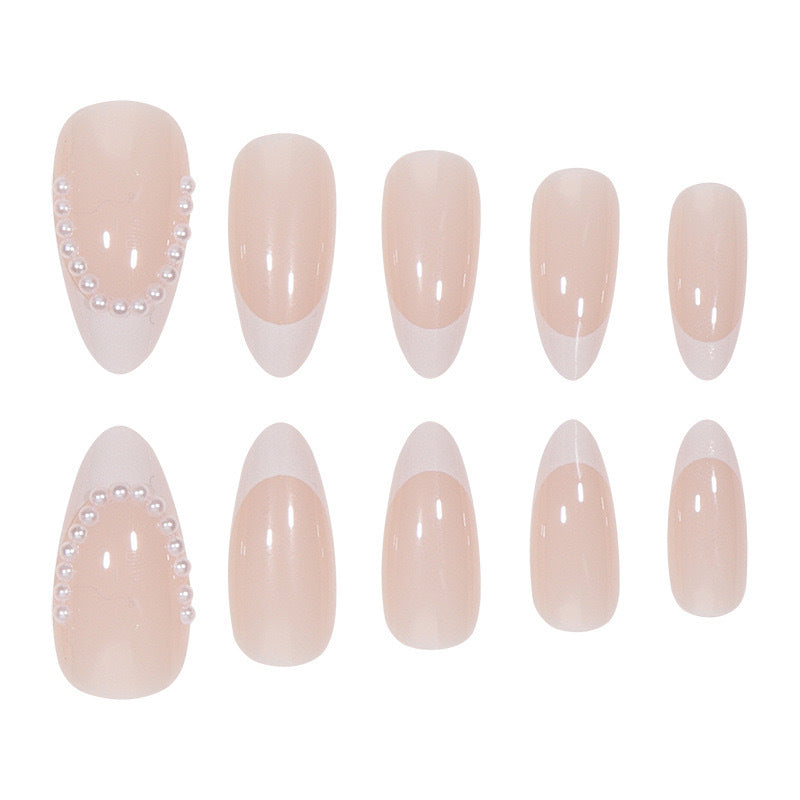 Artificial nail set with elegant tips and pearl decorations Kalsten