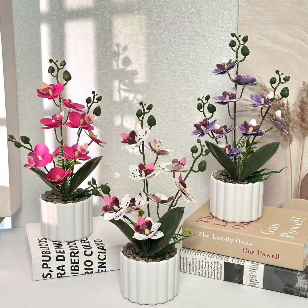 Elegant Faux Orchid Arrangement for Indoor Home Decor