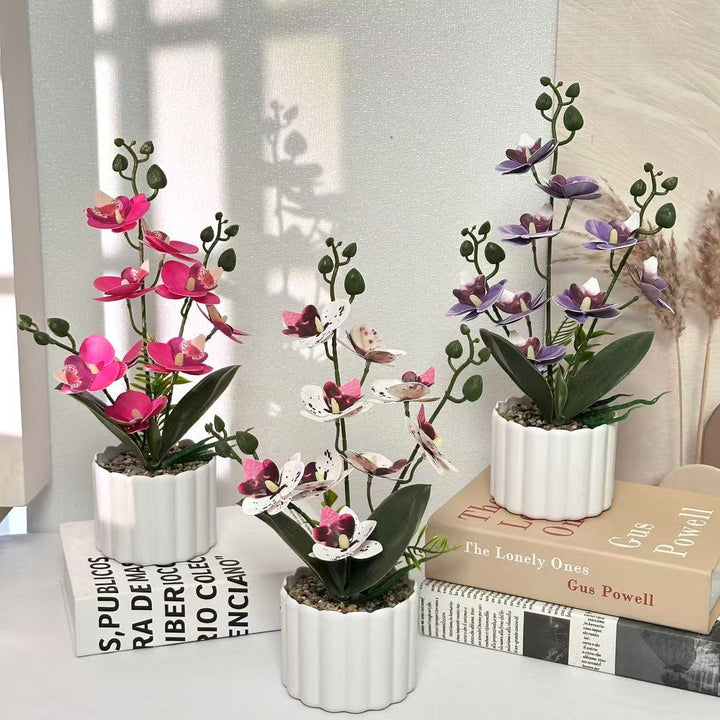 Elegant Faux Orchid Arrangement for Indoor Home Decor