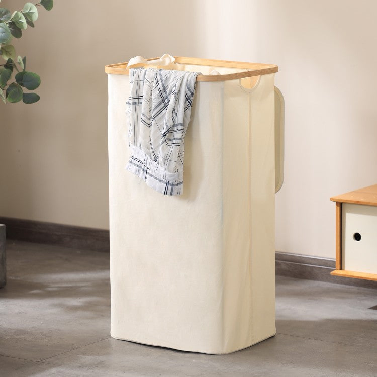 Elegant Laundry Container Made of High-Quality Textile with Bamboo Frame Kalsten