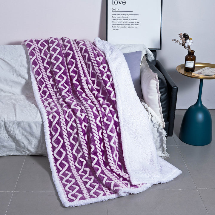 Women Cozy Reversible Blanket with Geometric Pattern Kalsten