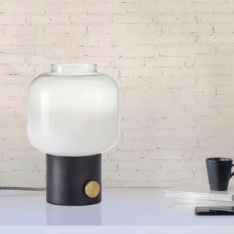 Modern Glass Table Lamp with Brass Base