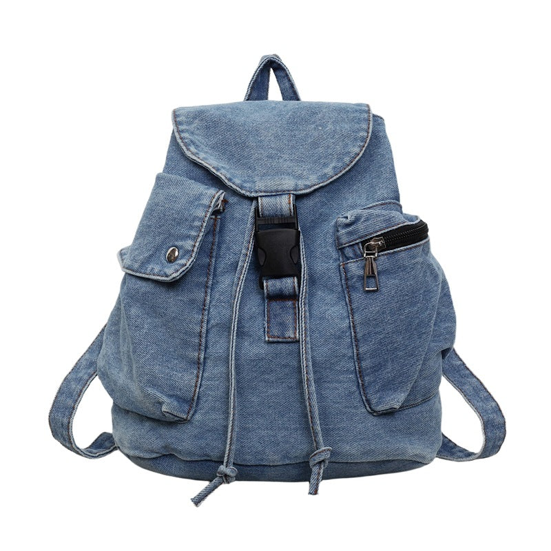 Casual Denim Drawstring Backpack Kalsten