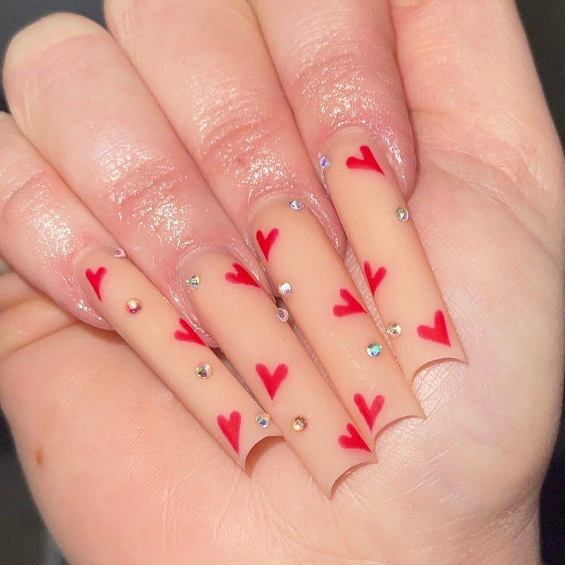 Decorative Heart Pattern Press-On Nails Kit kalsten