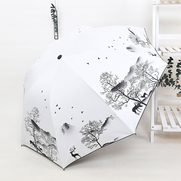 Ladies Foldable Umbrella with Artistic Nature Design Kalsten