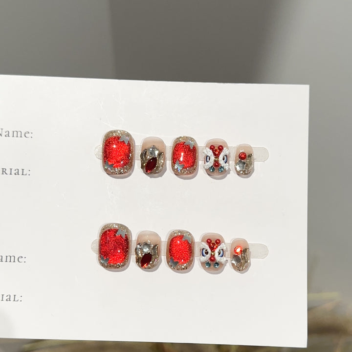 Glittery Character-Embellished Press-On Nail Set