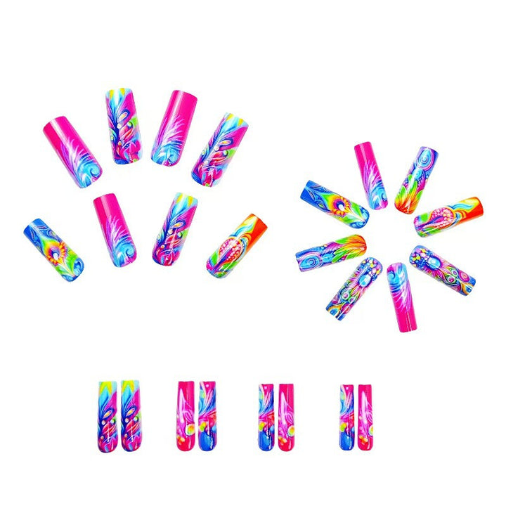 Artificial Nails In Creative and Colorful Flower Pattern Kalsten