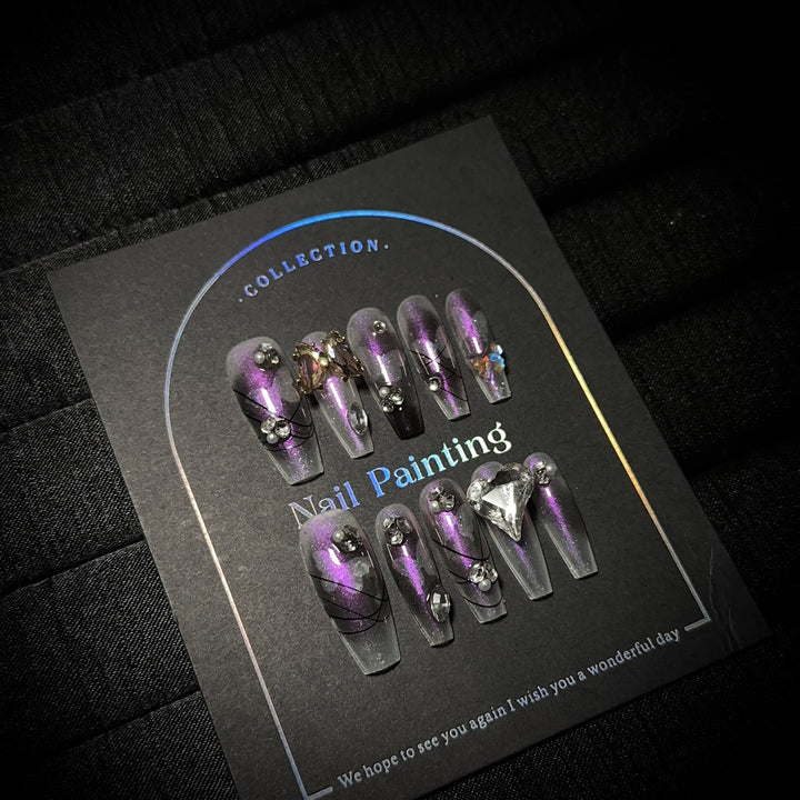 Artistic 3D Gemstone Press-On Nails