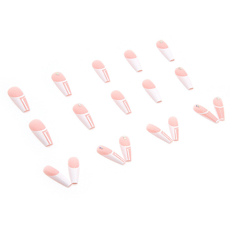 Artificial nails with elegant geometric designs and glossy finish Kalsten