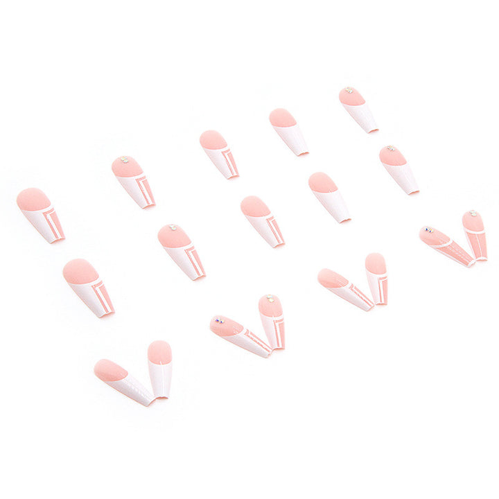 Artificial nails with elegant geometric designs and glossy finish Kalsten
