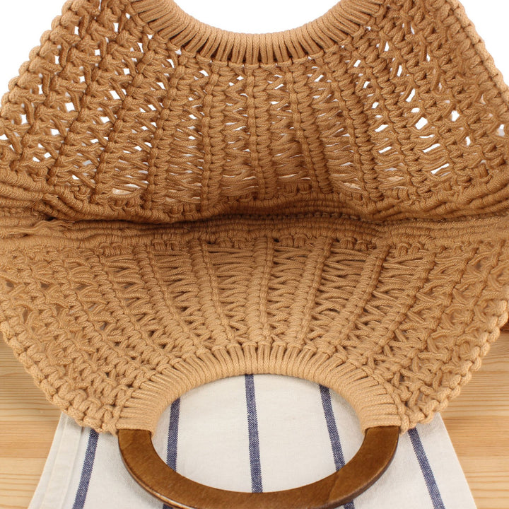 Macramé Handbag with Wooden Handles Kalsten