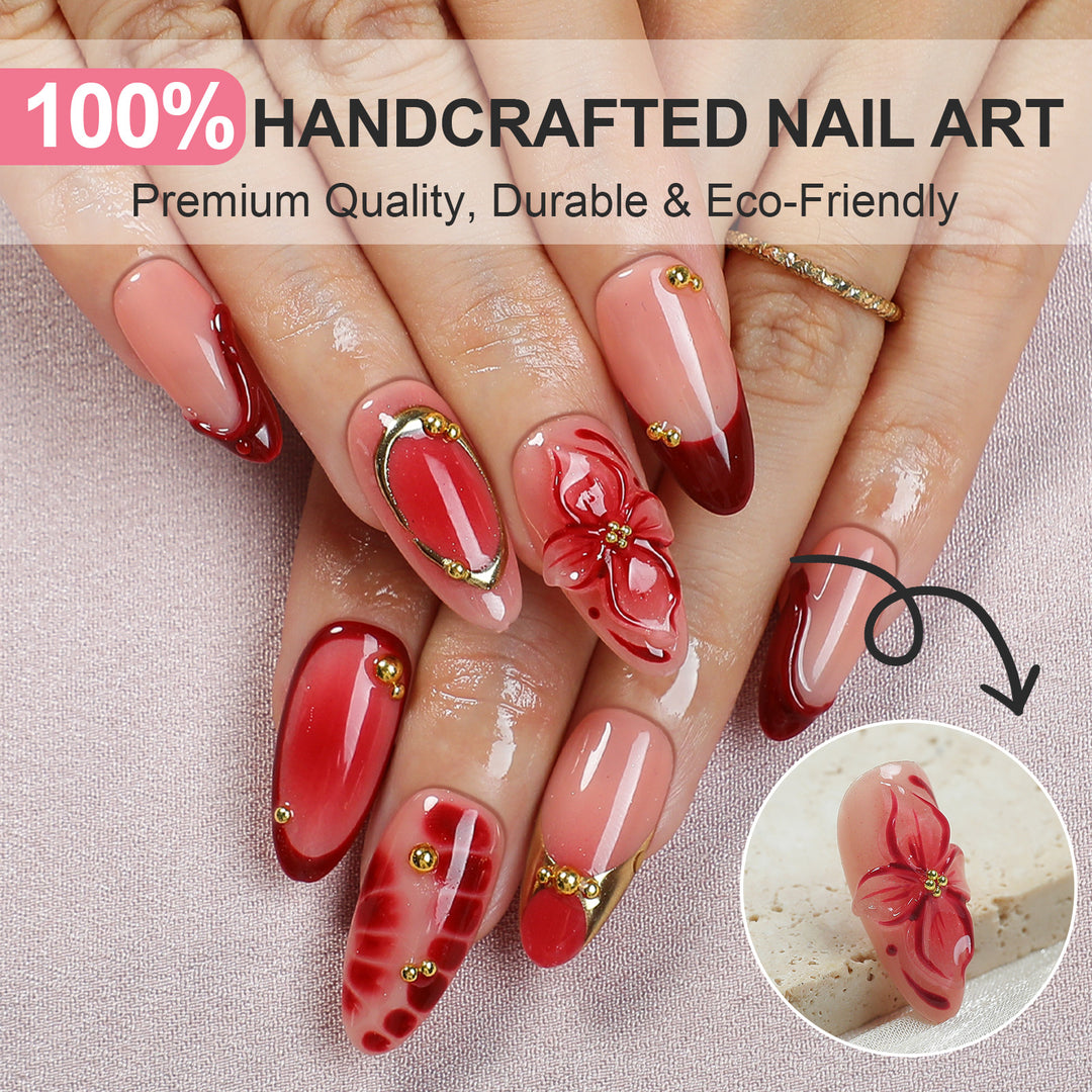 Nail art set with floral and luxurious accents Kalsten
