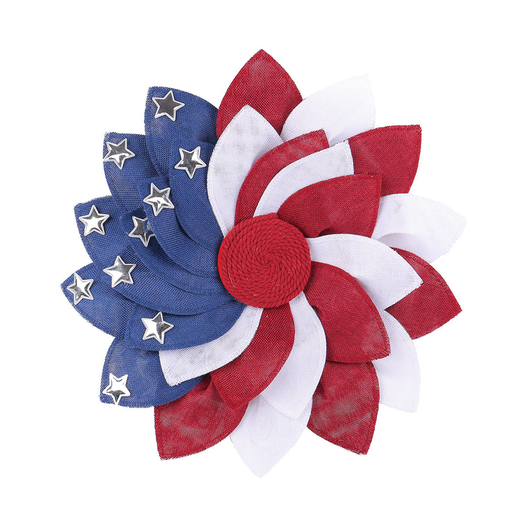 Unisex nan more patriotic door wreath made of layered fabric flowers with metal stars Kalsten