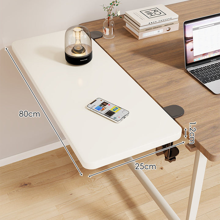 Clamp-On Adjustable Wooden Desk Side Shelf Extension with Foldable Bracket