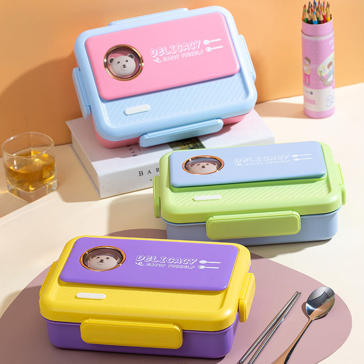 Multi-Compartment Bento Lunch Box with Cute Animal Design