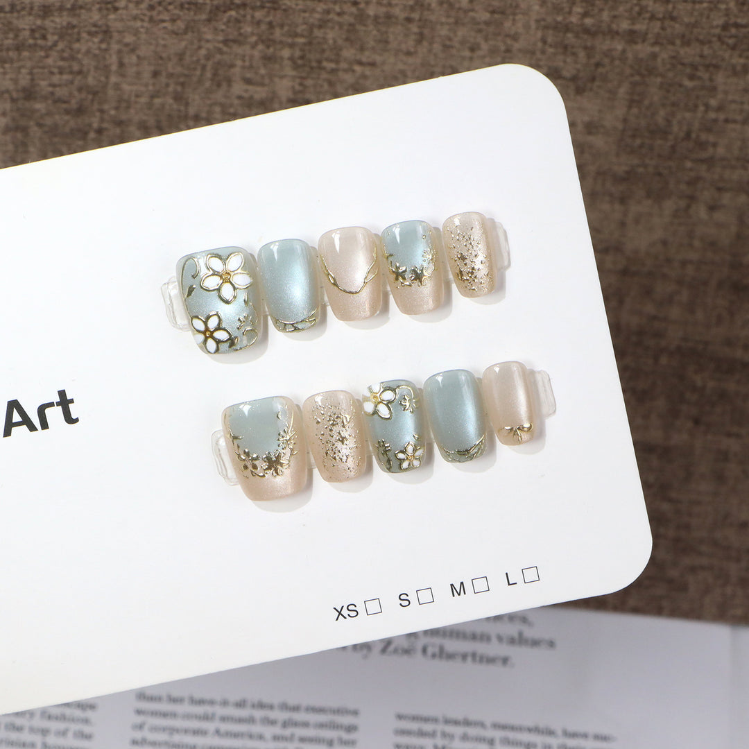 Elegant Floral Press-On Nail Art Set Kalsten