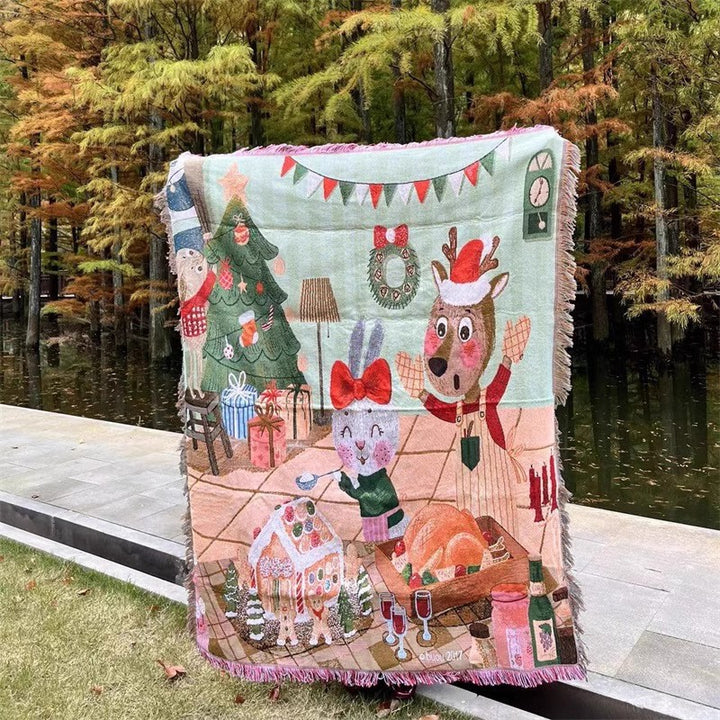 Festive Holiday Themed Throw Blanket