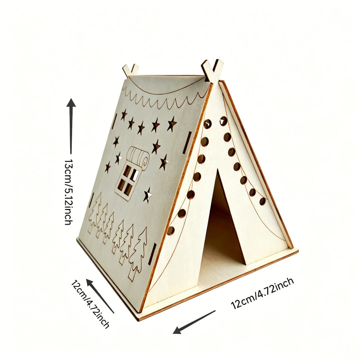 Decorative wooden pyramid with star motif