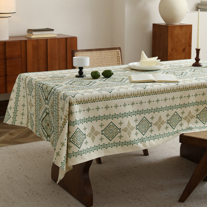 Rectangular tablecloth in Boho pattern with linen look Kalsten
