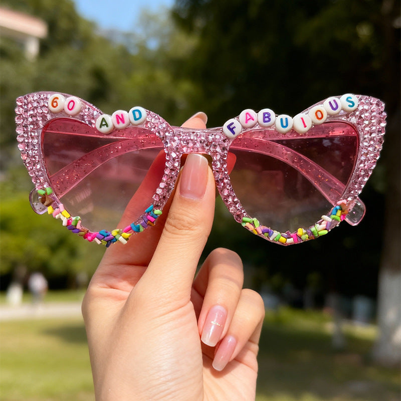 Decorative Cat-Eye Sunglasses with Rhinestones Kalsten