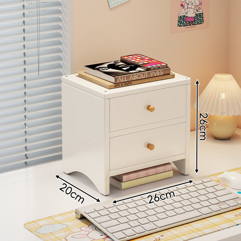 Dual-Height Wooden Monitor Riser and Desktop Organizer with Two Drawers