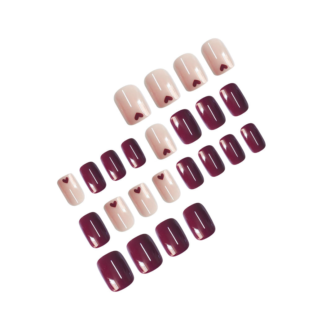 Artistic Heart-Design Press-On Nail Art Kalsten