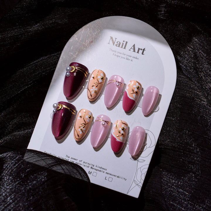 Elegant Decorative Press-On Nail Art Set 1790738758