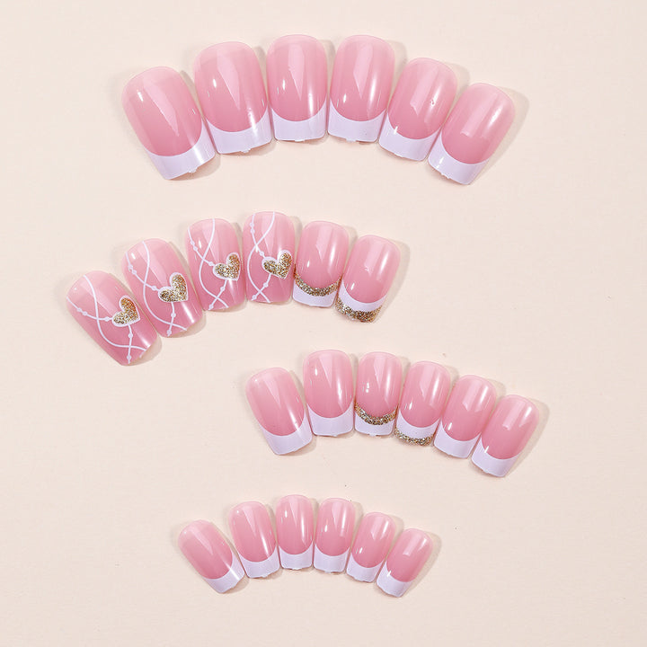 Elegant Heart-Themed Acrylic Nail Art Kalsten