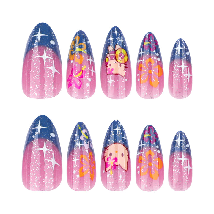 Artistic stiletto nails with playful design Kalsten