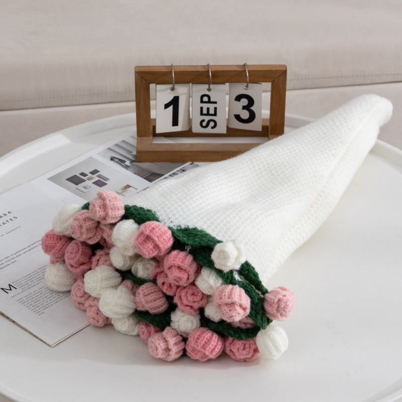 Floral Crochet Rose Bouquet Throw Blanket
