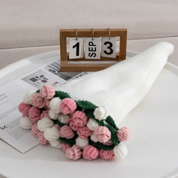 Floral Crochet Rose Bouquet Throw Blanket