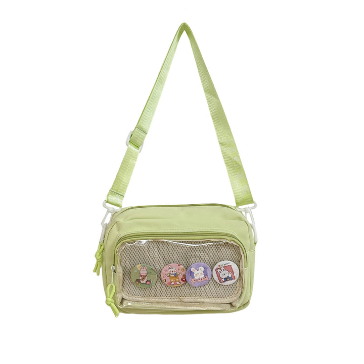 Shoulder bag with transparent viewing pocket and playful graphic design Kalsten