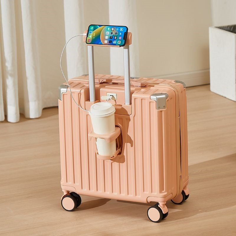 Hard-Shell Luggage With Integrated USB Port And Practical Cup Holder Kalsten