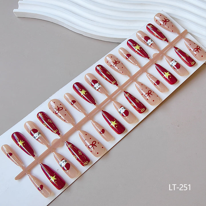 Artificial nails in festive Christmas design Kalsten