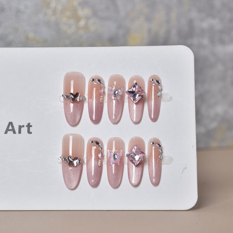 Elegant Crystal-Embellished Press-On Nails Kalsten