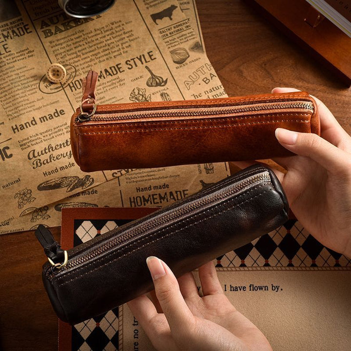 Textured Leather Pencil Case
