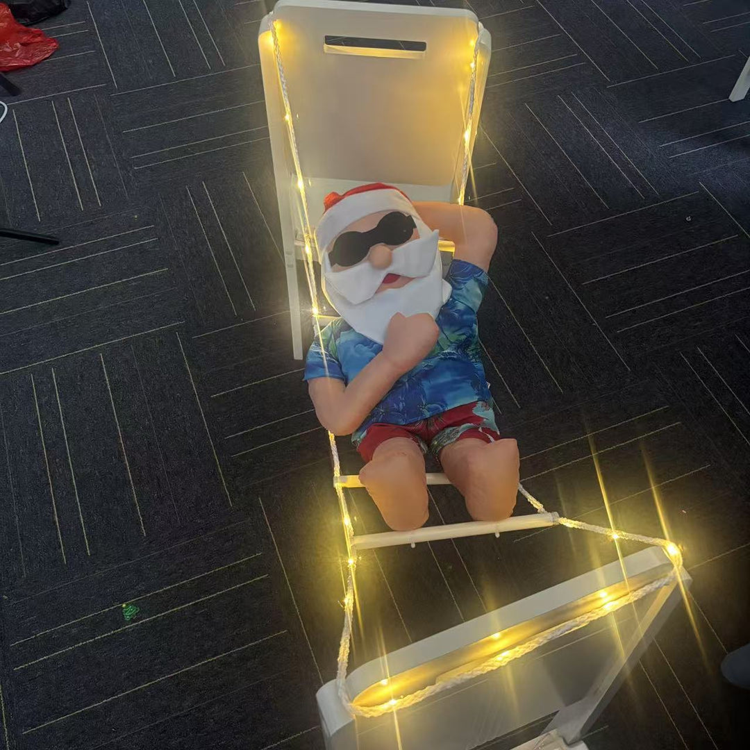 Inflatable Santa Claus decoration in relaxed holiday style