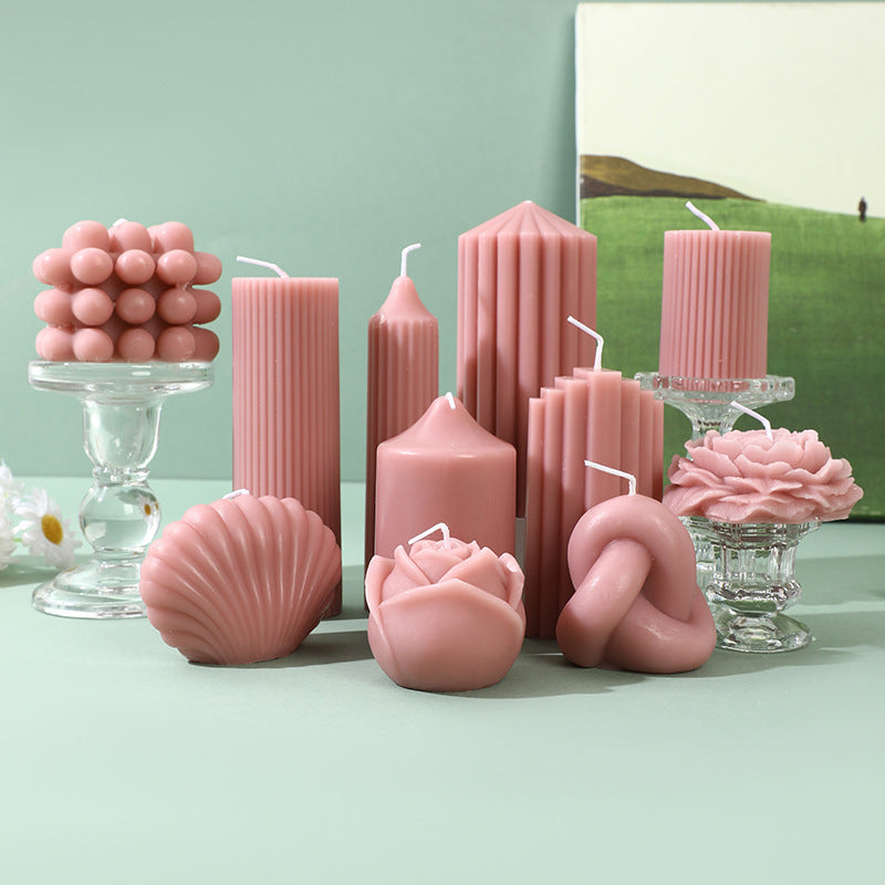 Ribbed Vertical-Fluted Decorative Pillar Candle with Premium Wax Blend