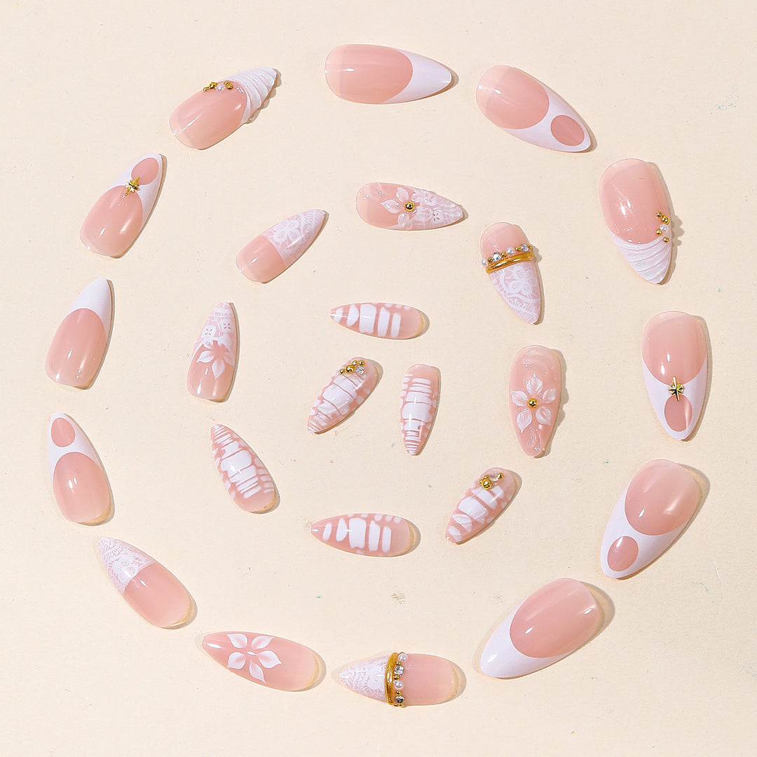 Decorative Floral Stiletto Nail Art Extensions Kalsten