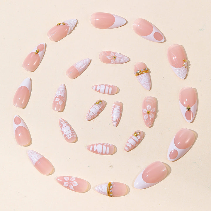 Decorative Floral Stiletto Nail Art Extensions Kalsten
