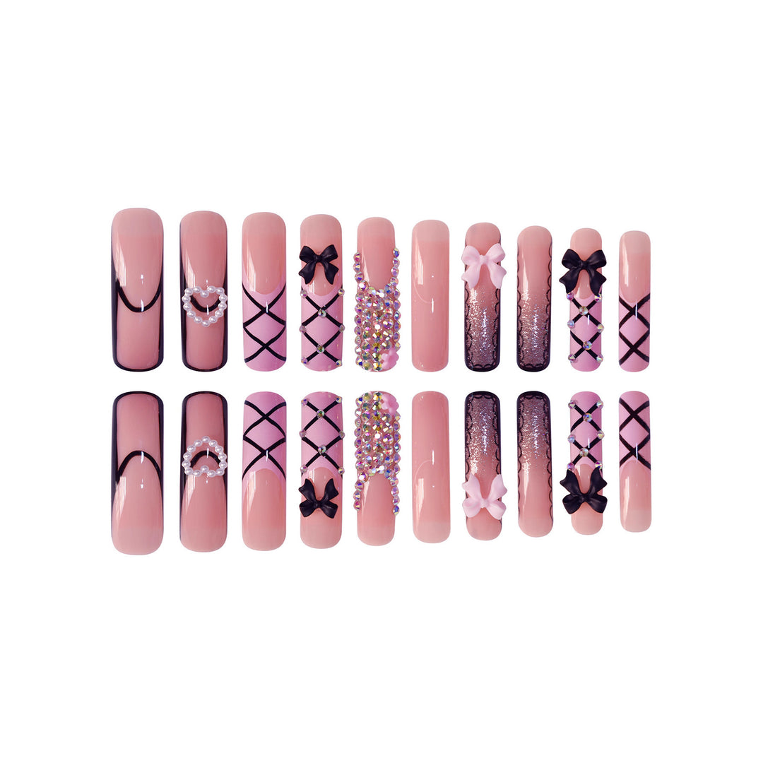 Luxury Nail Art Set with Rhinestone and Bow Accents Kalsten
