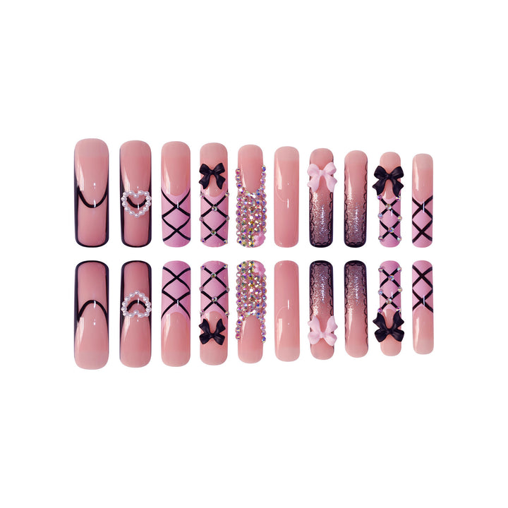Luxury Nail Art Set with Rhinestone and Bow Accents Kalsten