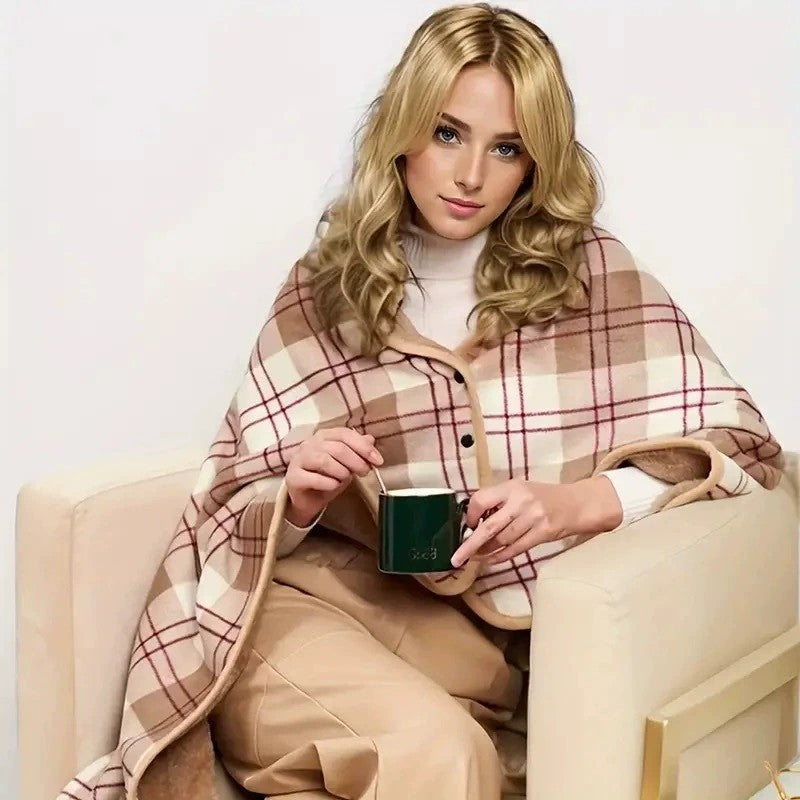 Women Comfortable Throw Blanket with Checkered Pattern Kalsten