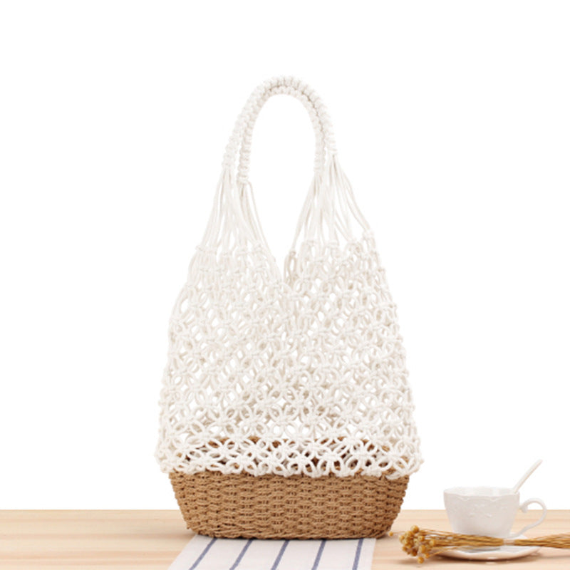 Hand-knotted tote bag with elegant net design Kalsten