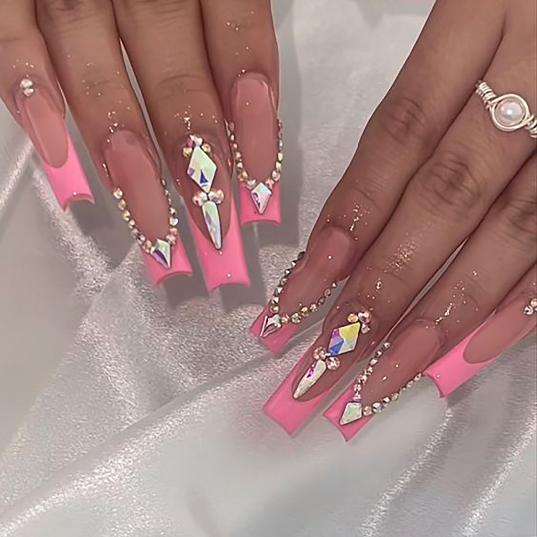 Luxury Press-On Nail Extensions with Crystal Accents Kalsten