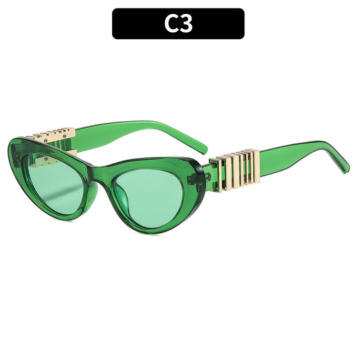 Bold Cat-Eye Sunglasses with Decorative Temple Accents
