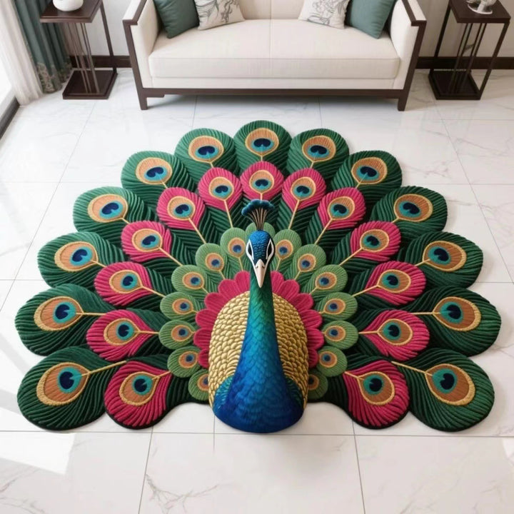 Peacock-Themed Artistic Area Rug